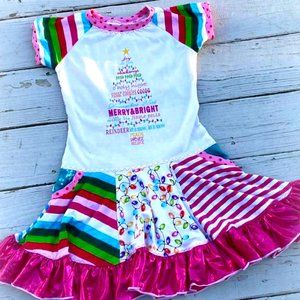 Girls Custom Boutique Twirl Dress Merry and Bright Christmas Holiday Ruffles